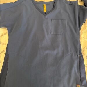 Womens Blue Scrup V-Neck Top